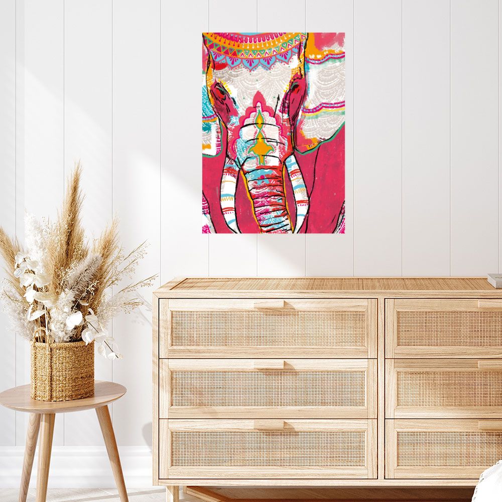 Affiche Éléphant bohème vibrant