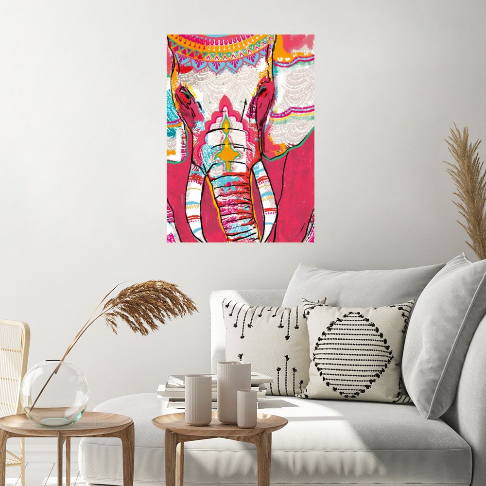 Affiche Éléphant bohème vibrant
