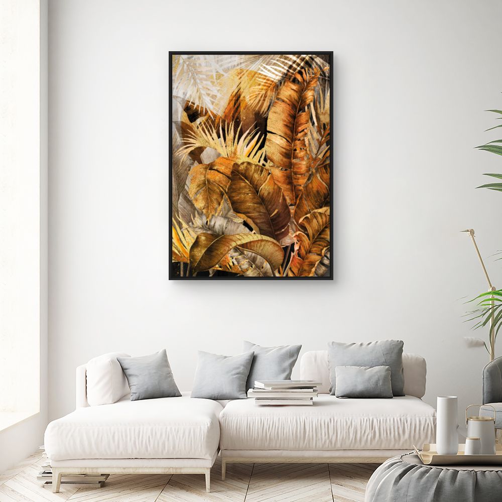 Tableau Feuillage tropical doré