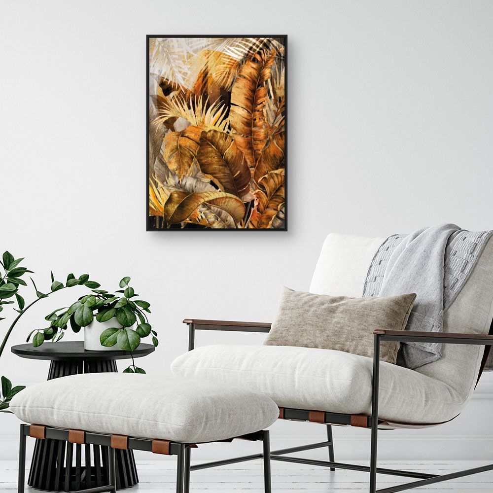 Tableau Feuillage tropical doré