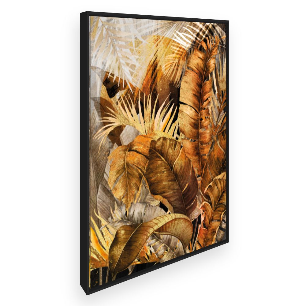 Toile Feuillage tropical doré