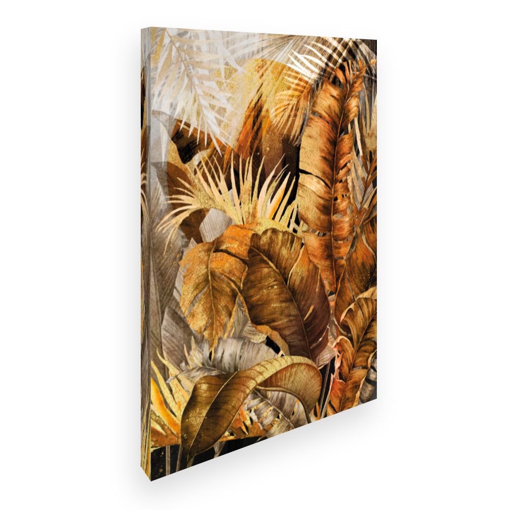 Toile Feuillage tropical doré