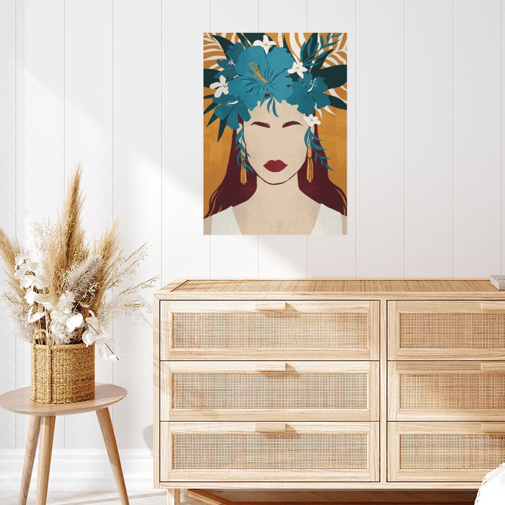 Affiche Femme florale vibrante