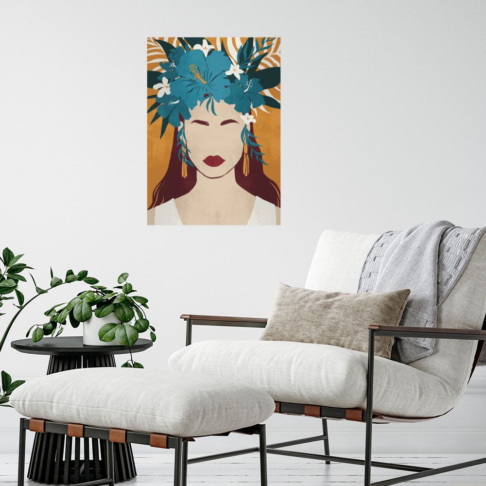 Affiche Femme florale vibrante