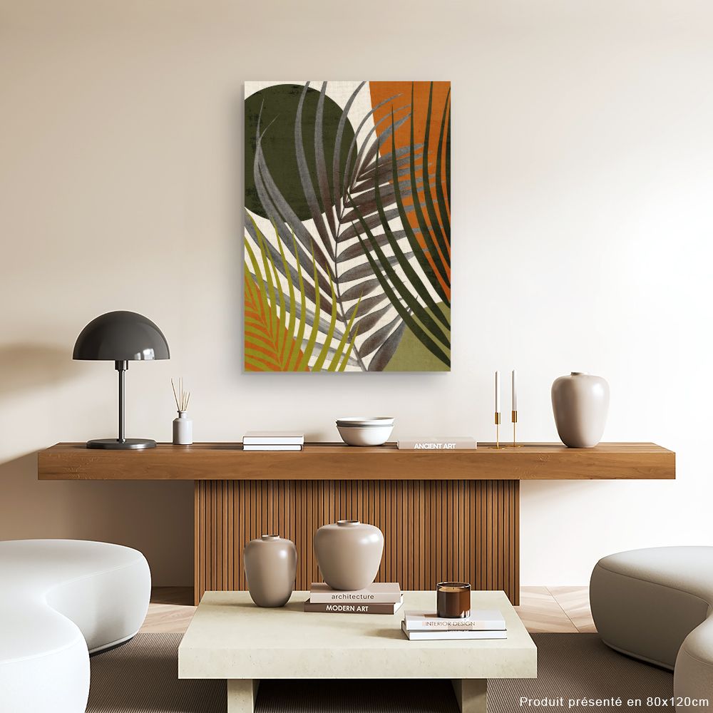 Tableau Feuilles tropicales abstraites