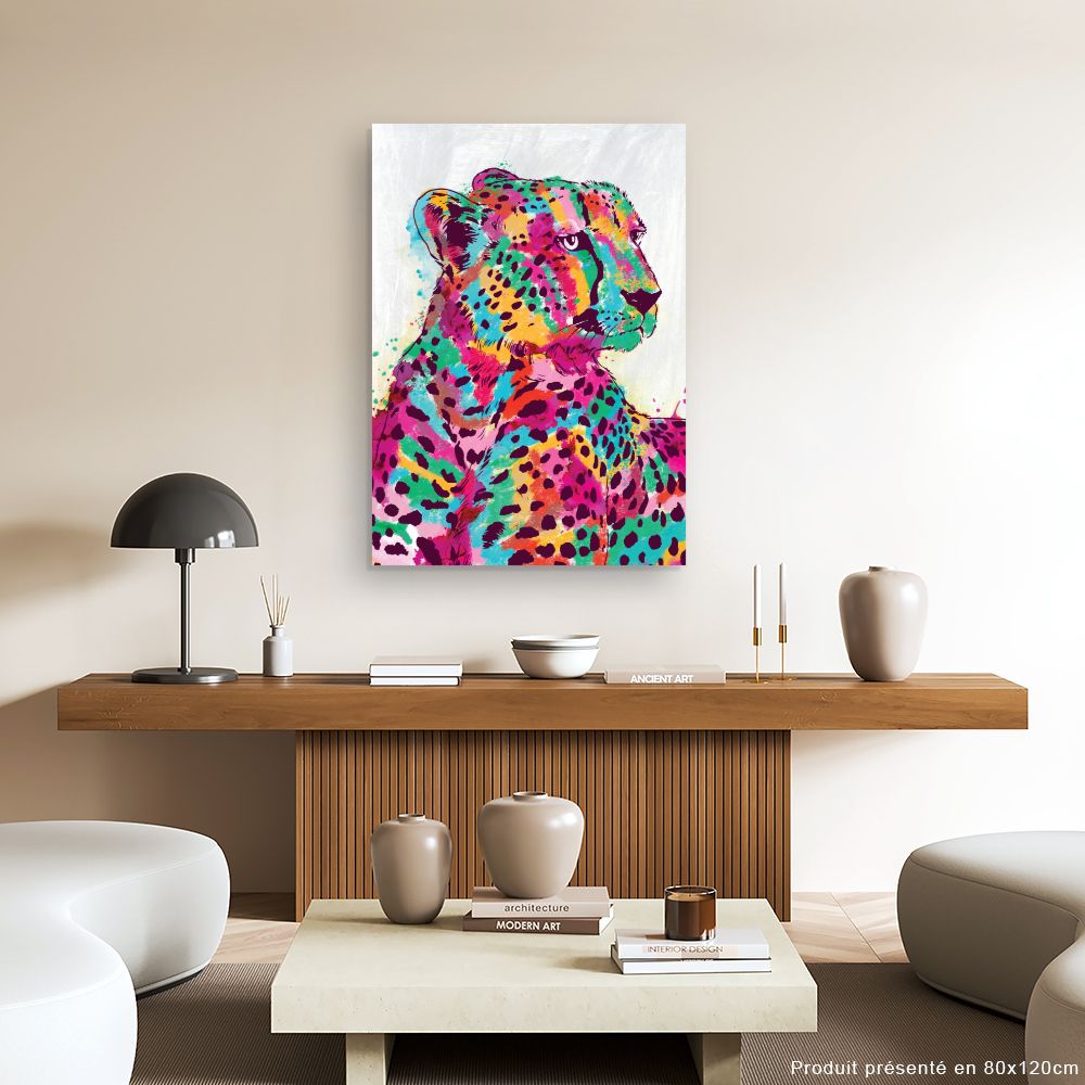 Tableau Léopard vibrant