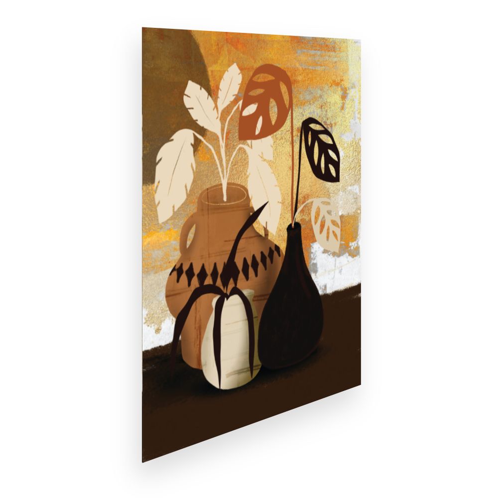 Affiche Vases et feuilles