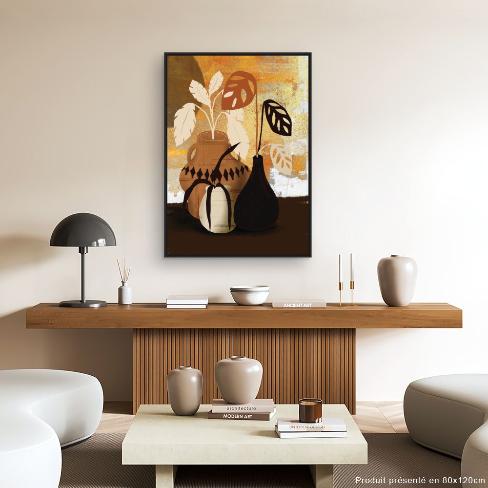 Tableau Vases et feuilles