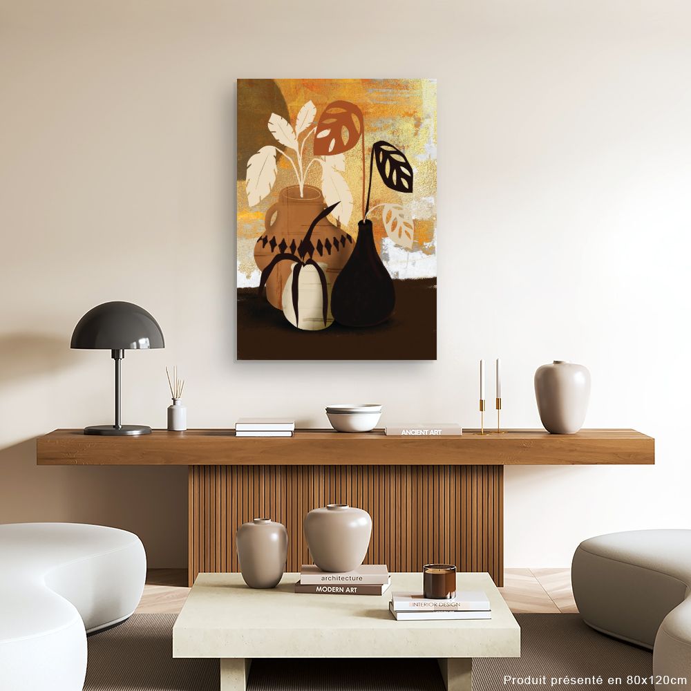 Tableau Vases et feuilles