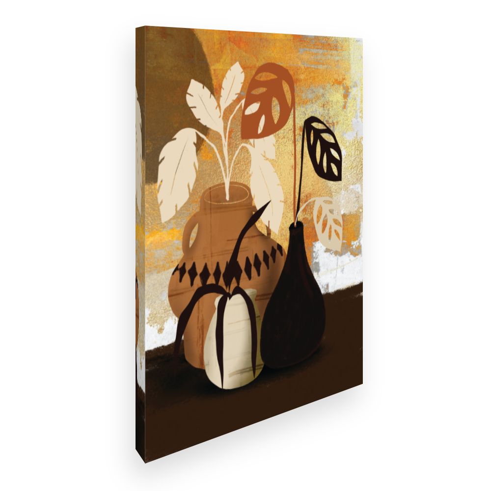Toile Vases et feuilles
