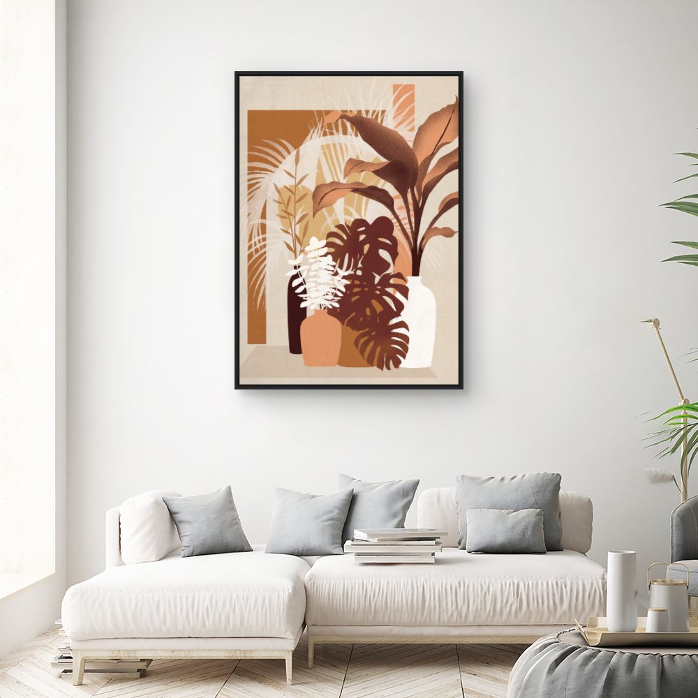Tableau Feuilles et vases