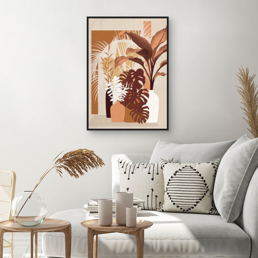 Tableau Feuilles et vases
