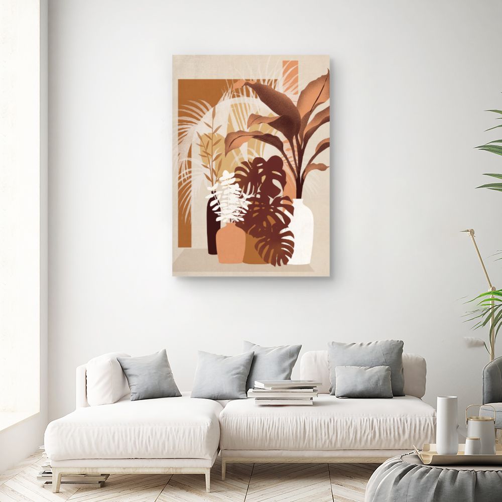 Tableau Feuilles et vases
