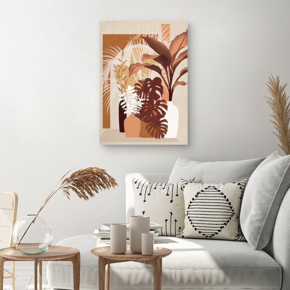 Tableau Feuilles et vases