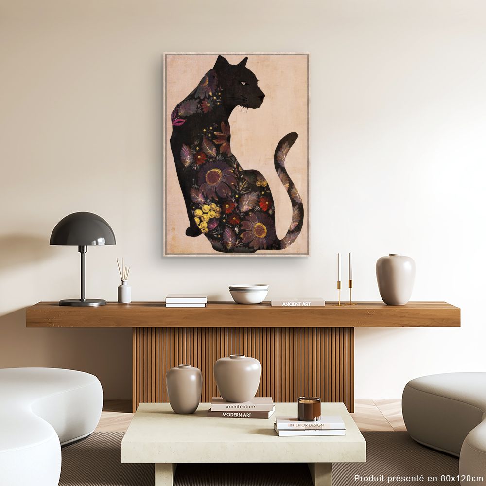 Tableau Chat fleuri