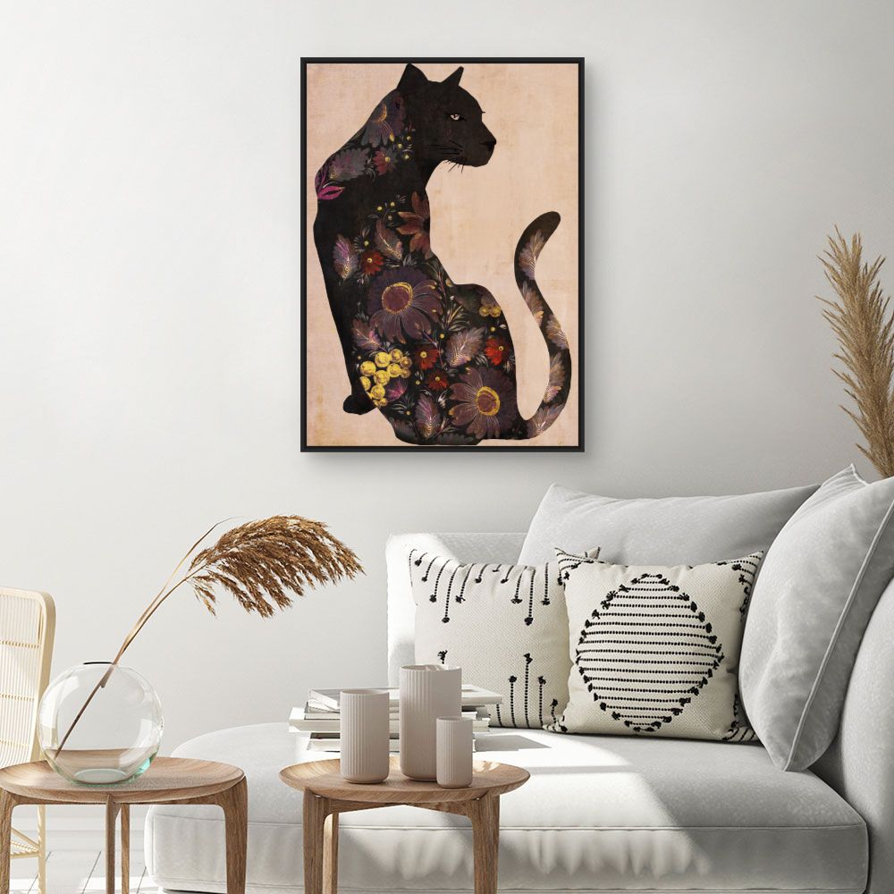Tableau Chat fleuri