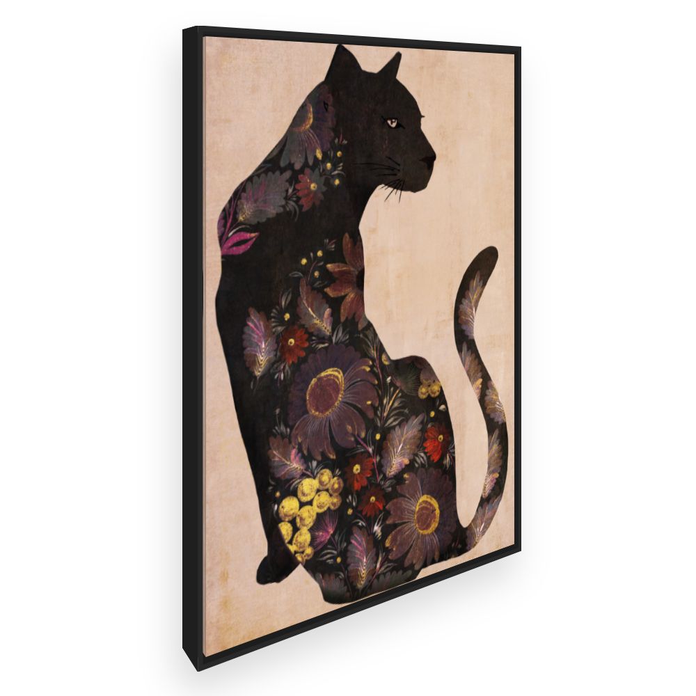 Toile Chat fleuri