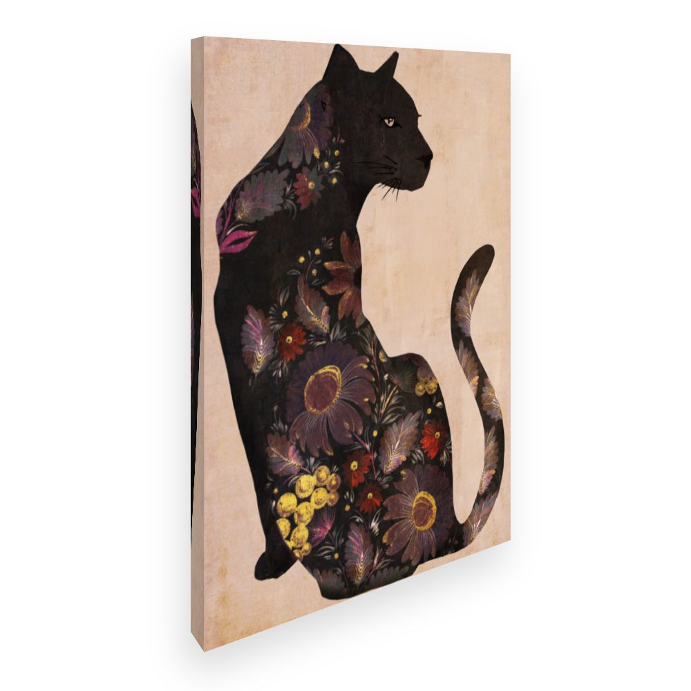 Toile Chat fleuri