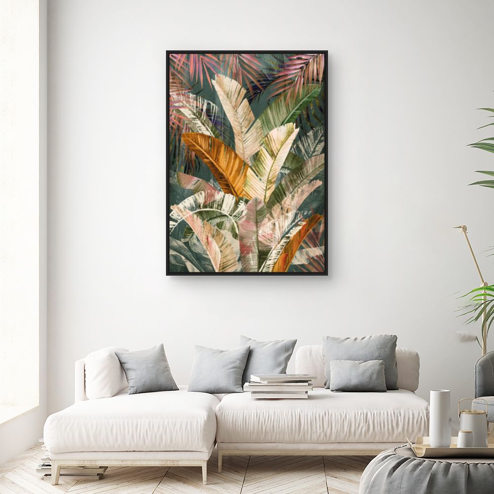 Tableau Feuilles exotiques vibrantes