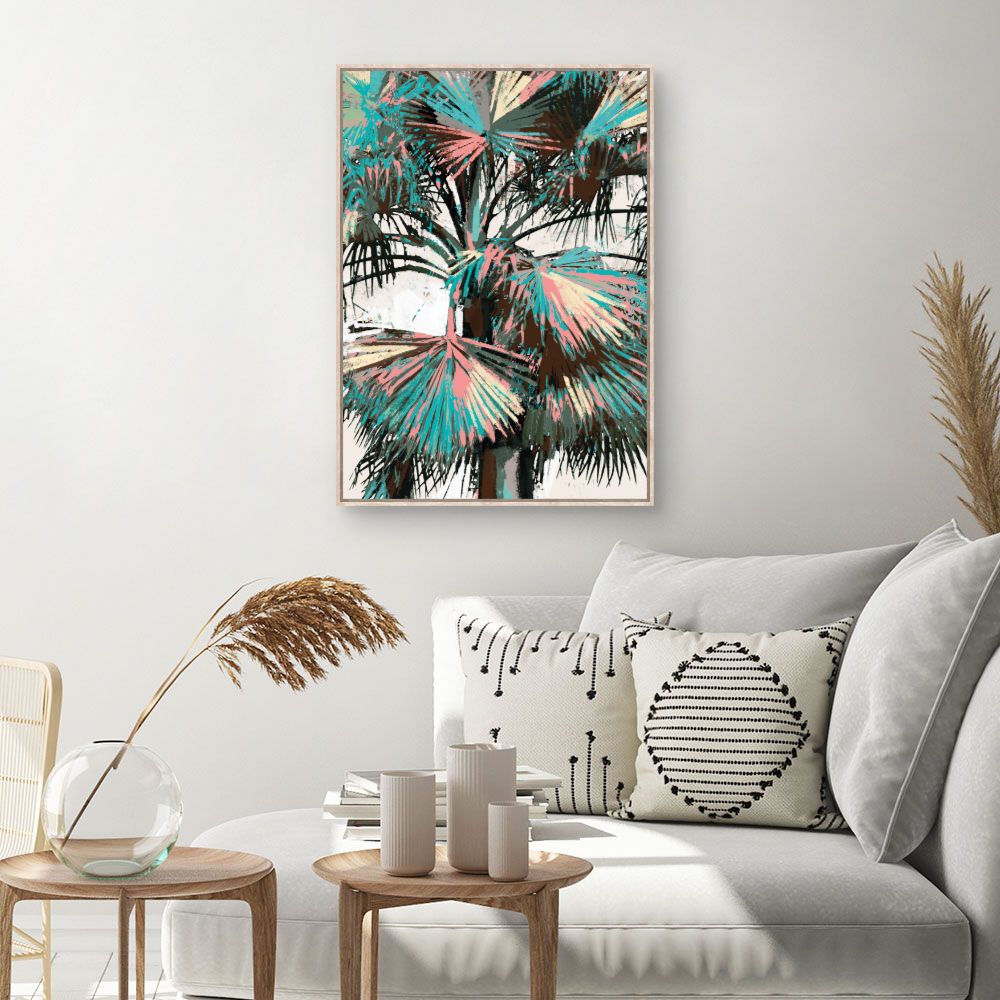 Tableau Feuilles exotiques colorées
