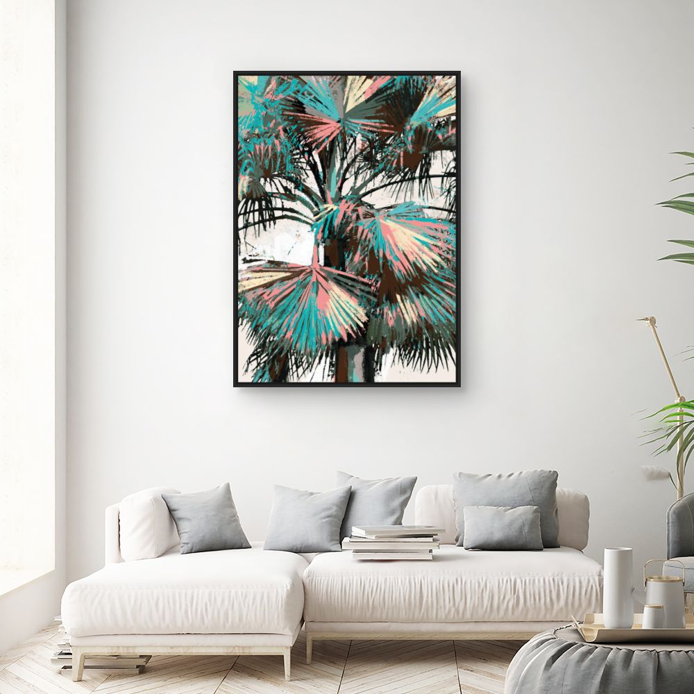 Tableau Feuilles exotiques colorées