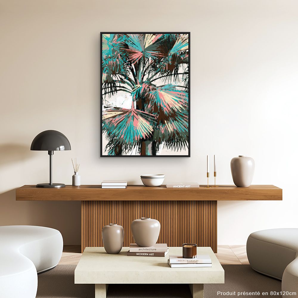 Tableau Feuilles exotiques colorées