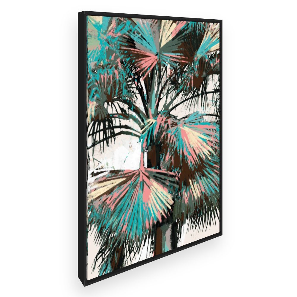 Toile Feuilles exotiques colorées
