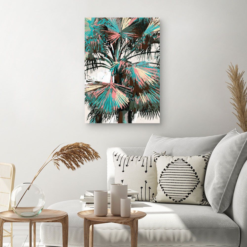Tableau Feuilles exotiques colorées