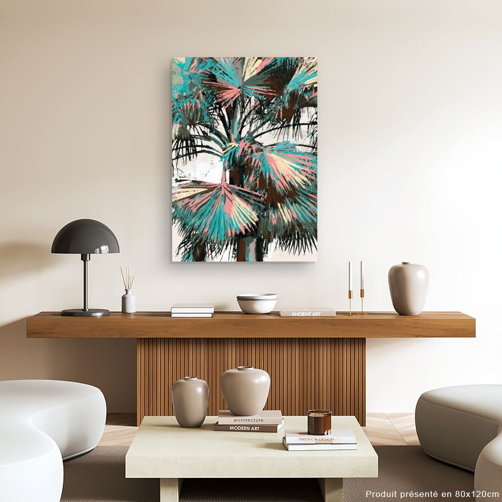 Tableau Feuilles exotiques colorées