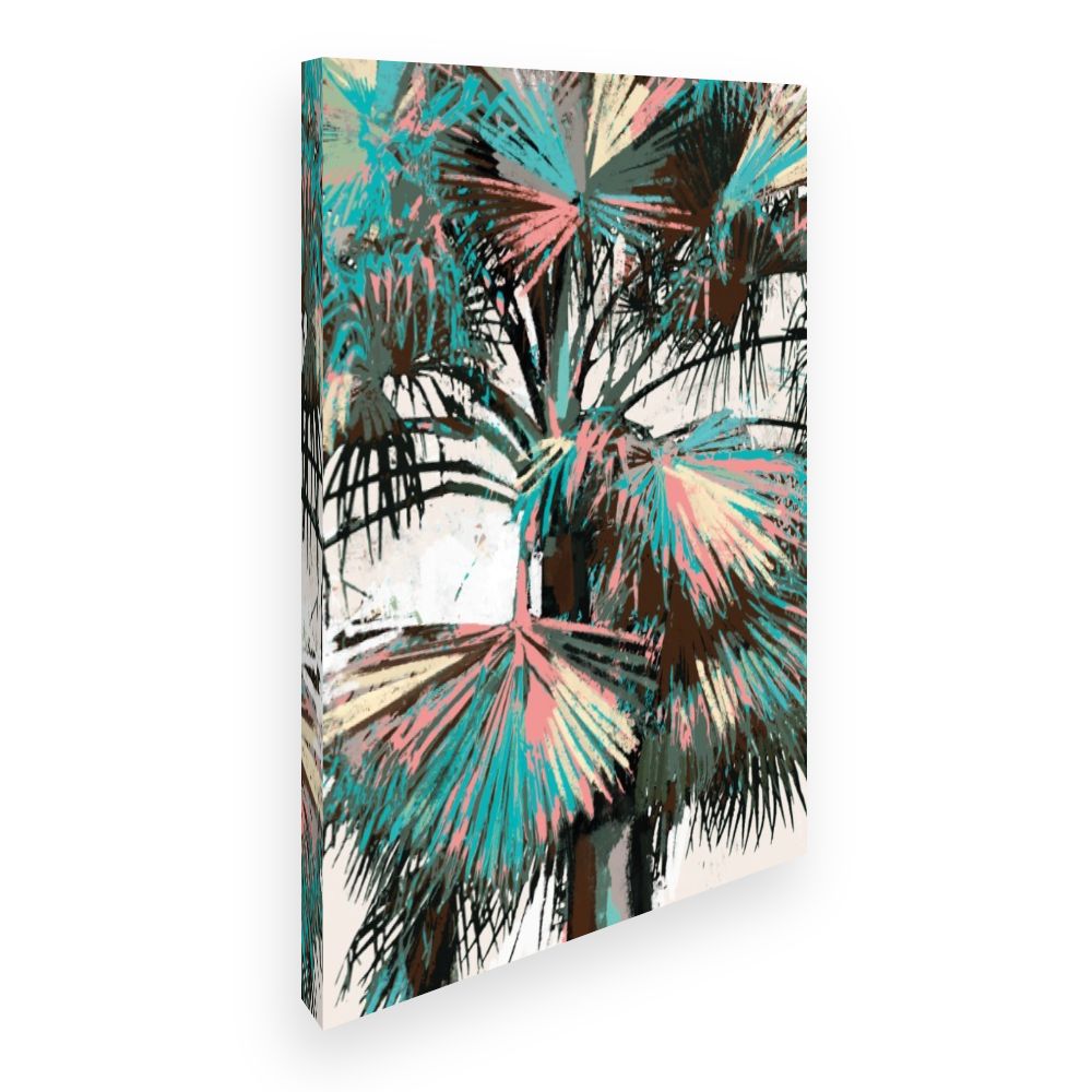 Toile Feuilles exotiques colorées