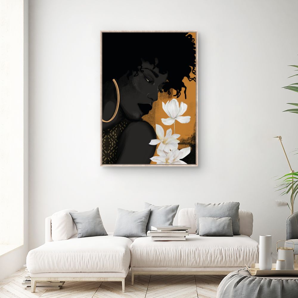 Tableau Silhouette avec fleurs