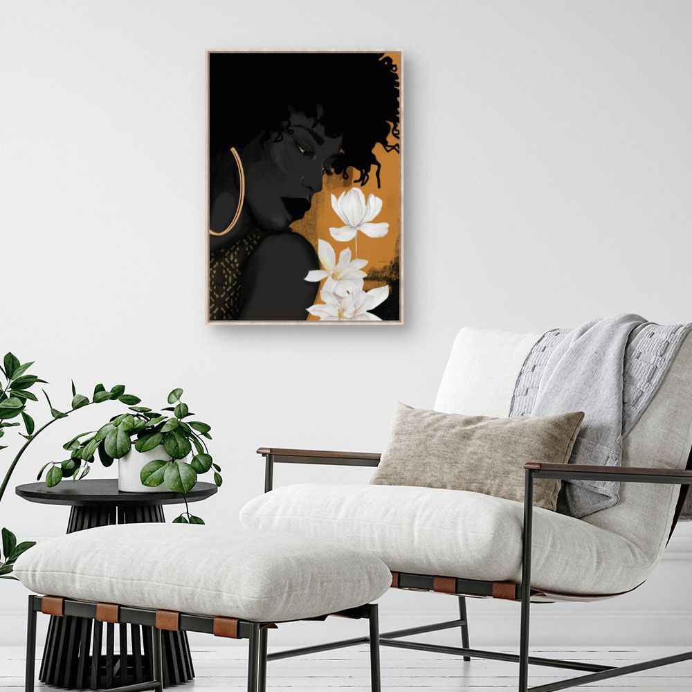 Tableau Silhouette avec fleurs