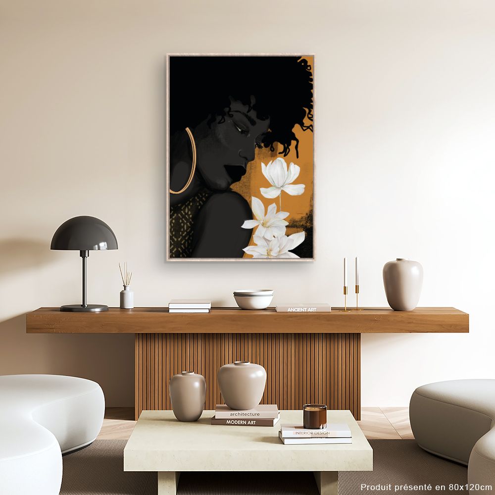 Tableau Silhouette avec fleurs