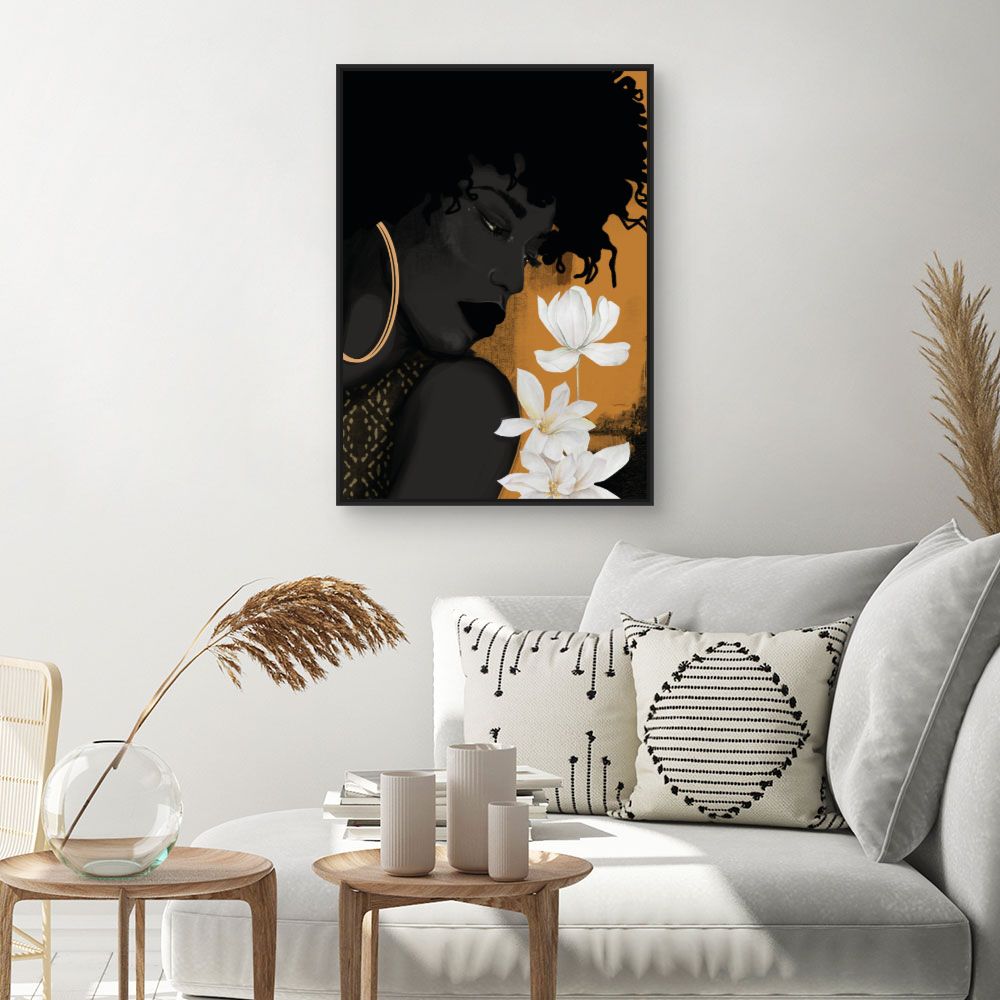 Tableau Silhouette avec fleurs