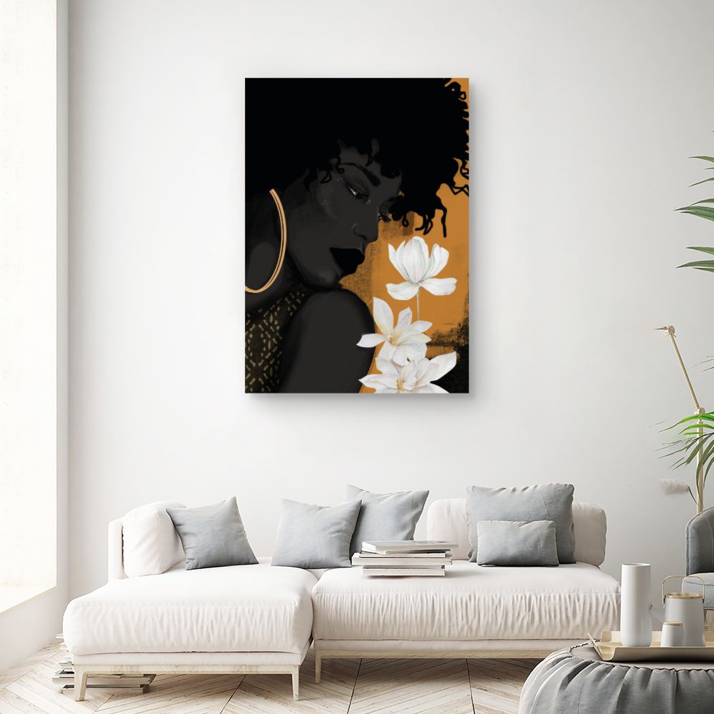 Tableau Silhouette avec fleurs