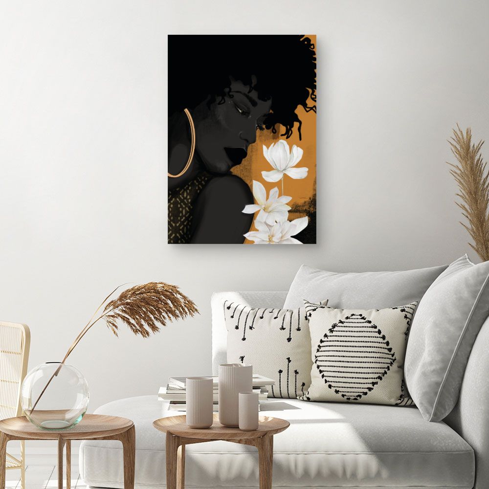 Tableau Silhouette avec fleurs