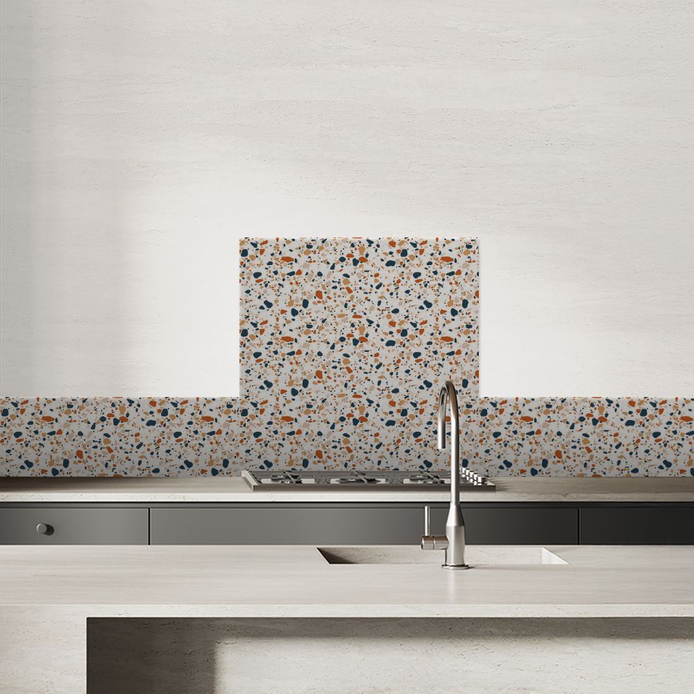 Crédence en aluminium / Motifs terrazzo tendance