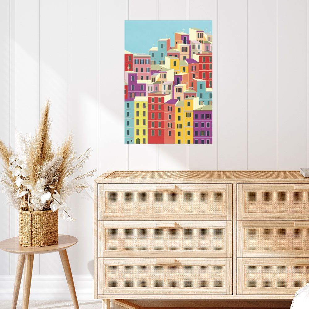 Affiche Maisons colorées vives
