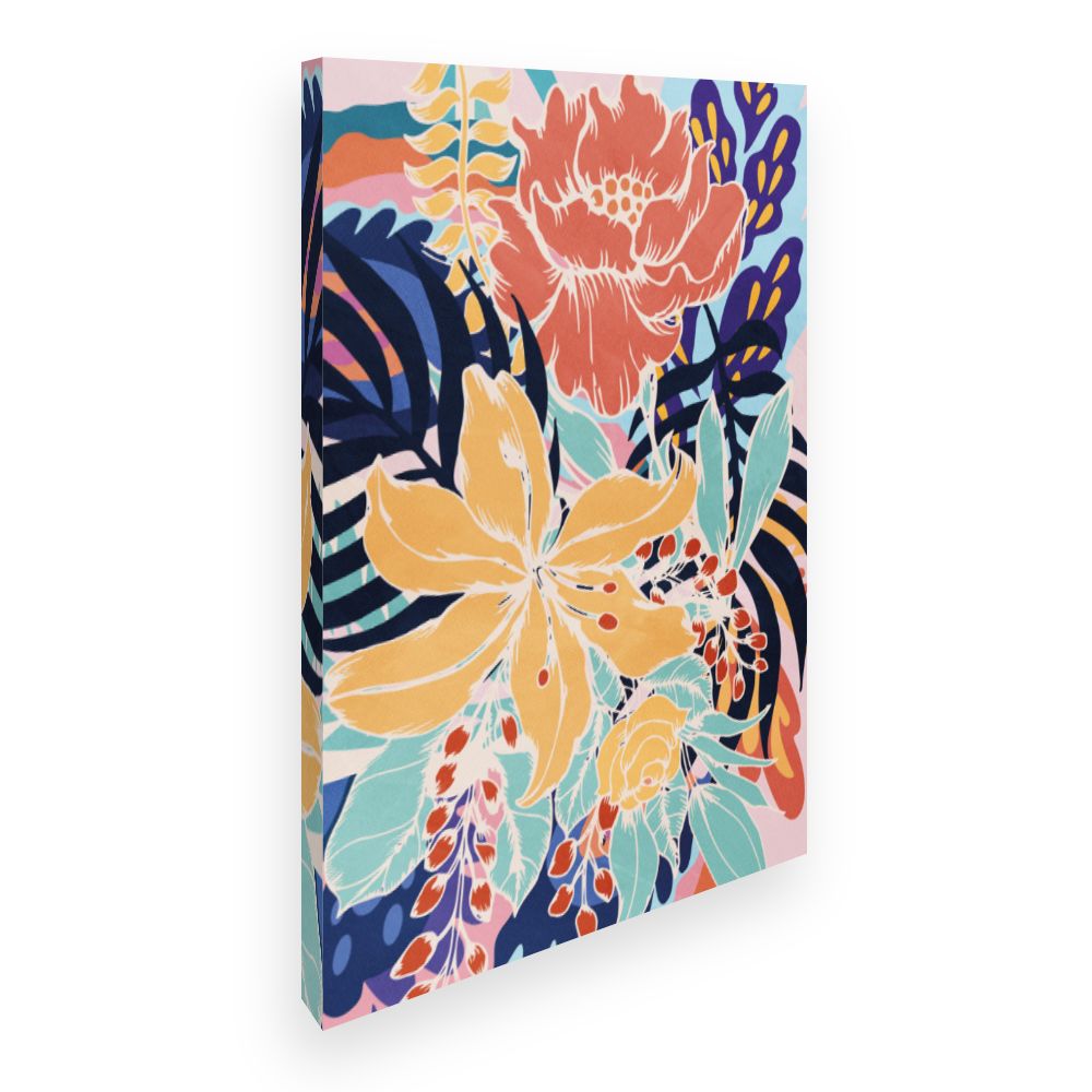 Toile Fleurs exotiques vibrantes