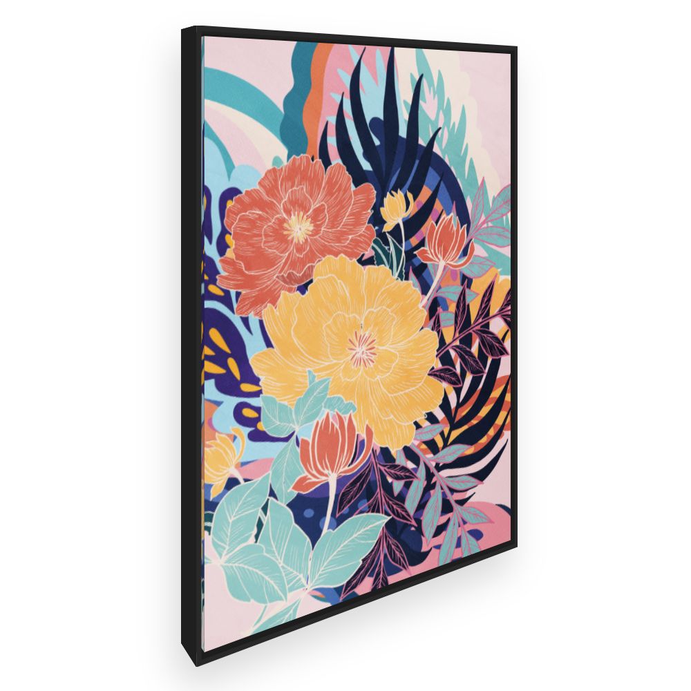 Toile Fleurs exotiques vibrantes