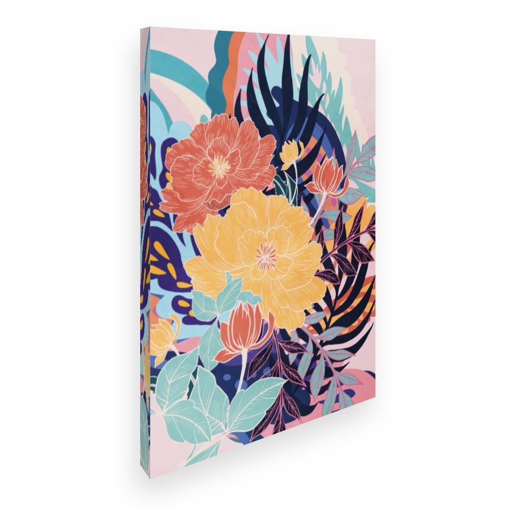 Toile Fleurs exotiques vibrantes
