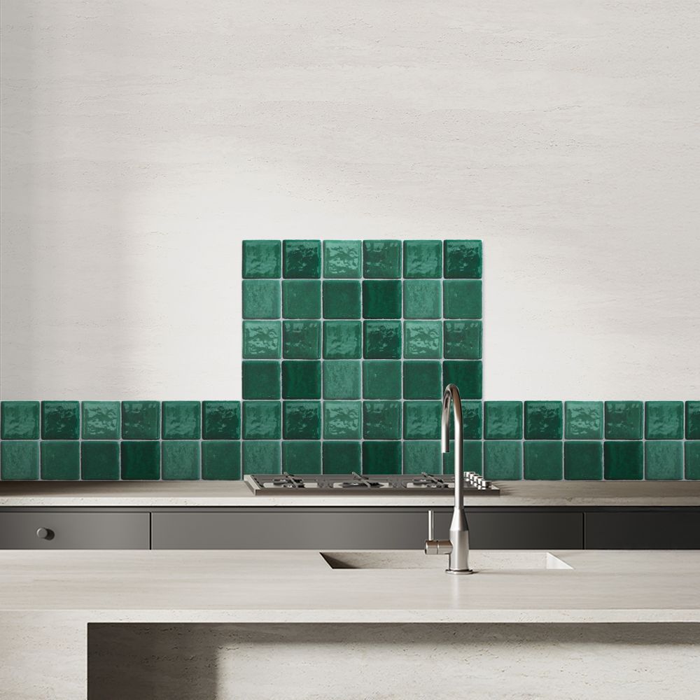 Crédence en aluminium / Carrés émeraude luxueux