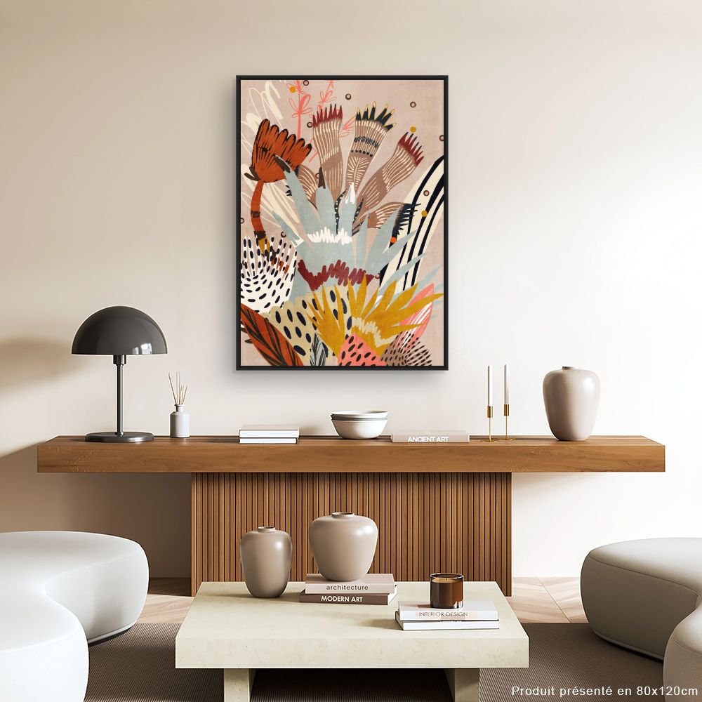 Tableau Fleurs abstraites vibrantes