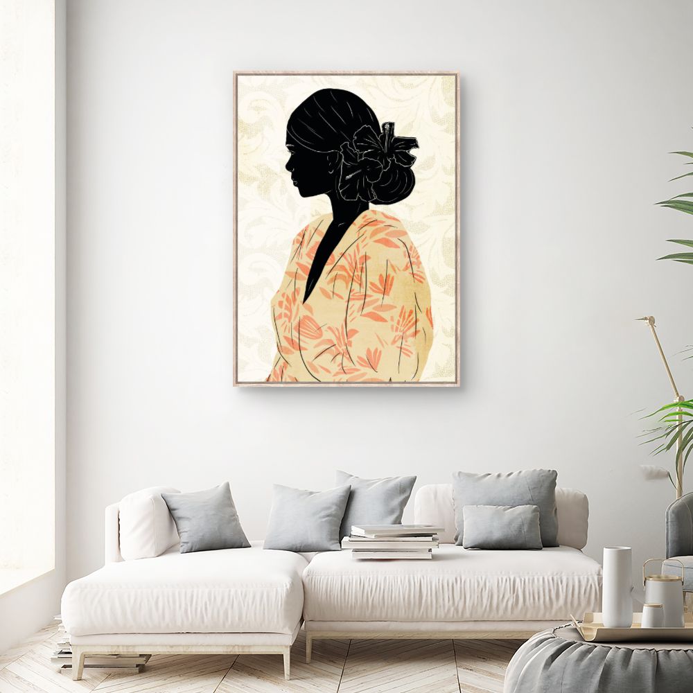 Tableau Silhouette élégante florale