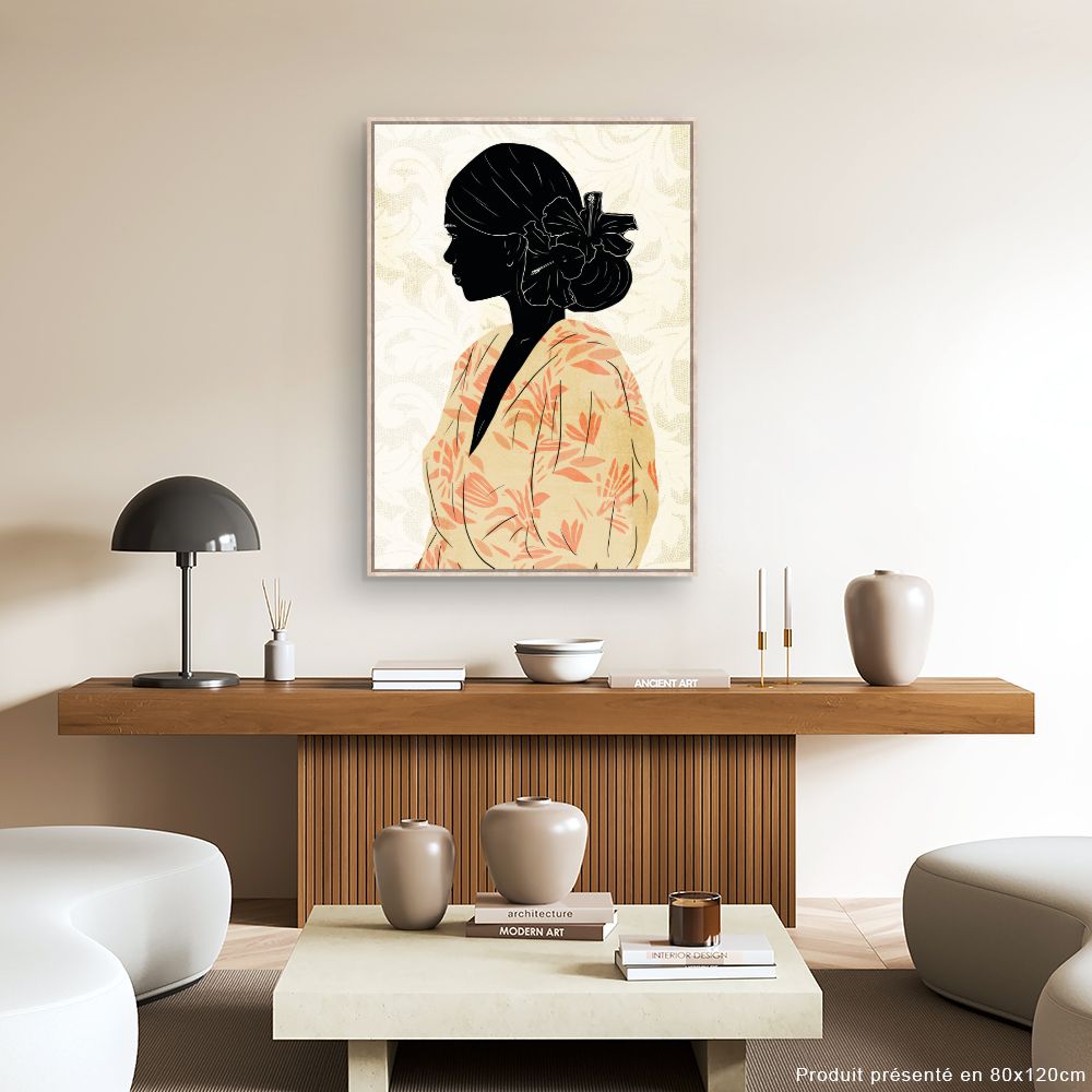 Tableau Silhouette élégante florale