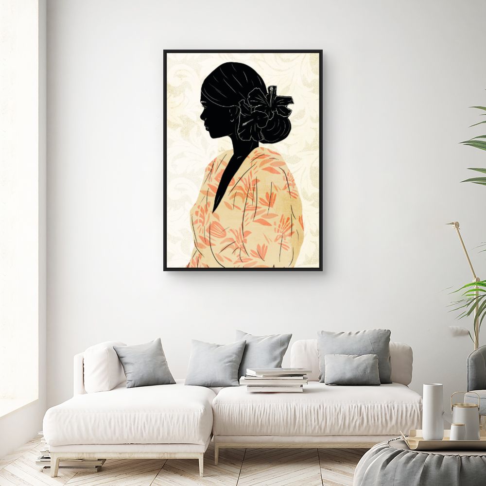 Tableau Silhouette élégante florale