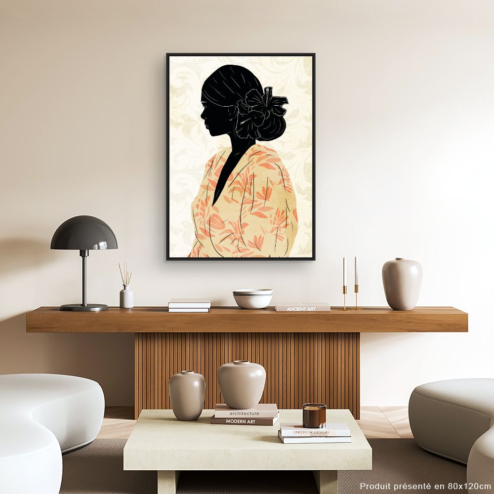 Tableau Silhouette élégante florale