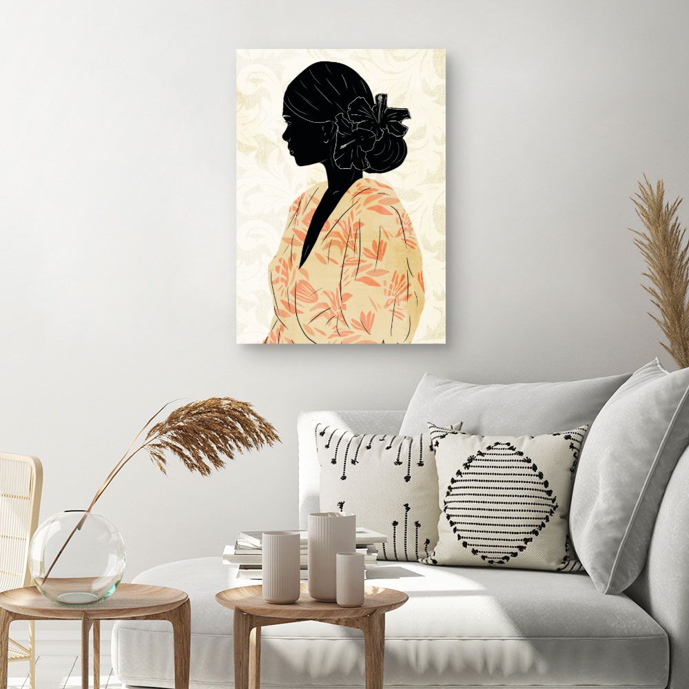 Tableau Silhouette élégante florale