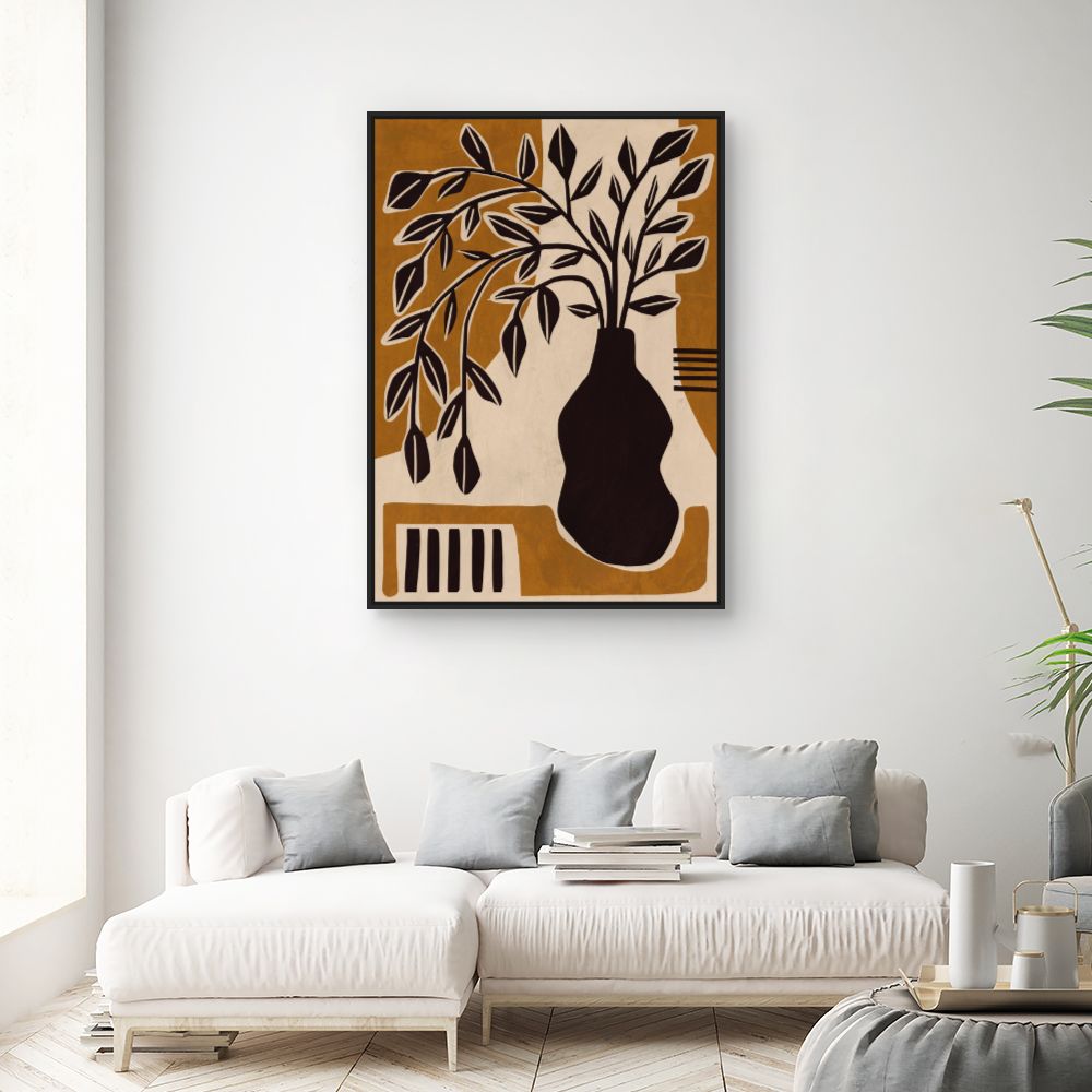 Tableau Vase et feuilles