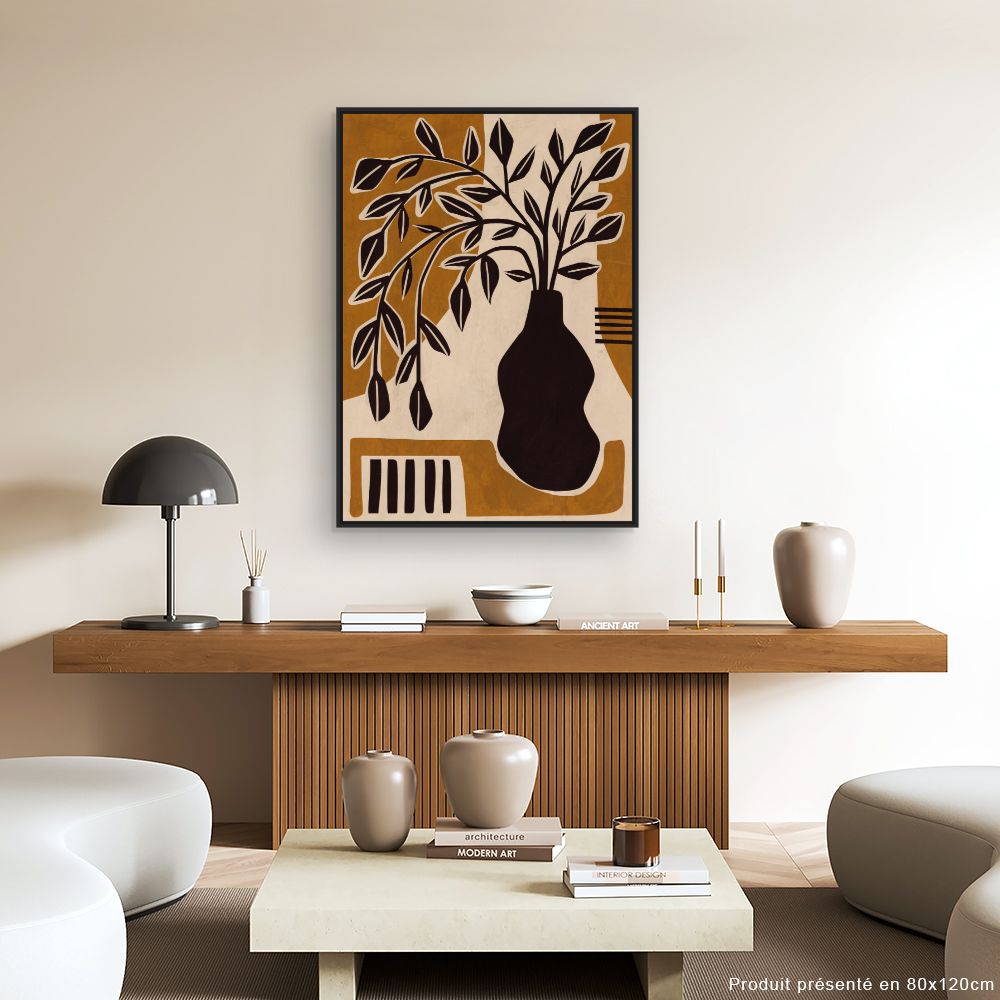 Tableau Vase et feuilles